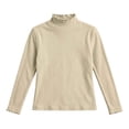thumbnail image 6 of UKHCCC Girls Mock Neck Long Sleeve Top, Stretch Lettuce Trim Pullover Shirt, Solid Basic Layering Tee for Fall Winter, Ages 0-12, 6 of 6