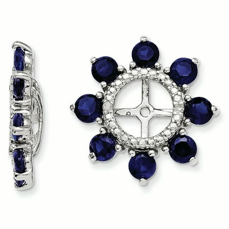 Sapphire Earring Jackets - Sterling Silver Rhodium Diam. & Created Sapphire Earring Jacket 1.73grams (L 17mm W 17mm)Sterling silver | Diamond | Rhodium-plated | Created Sapphire