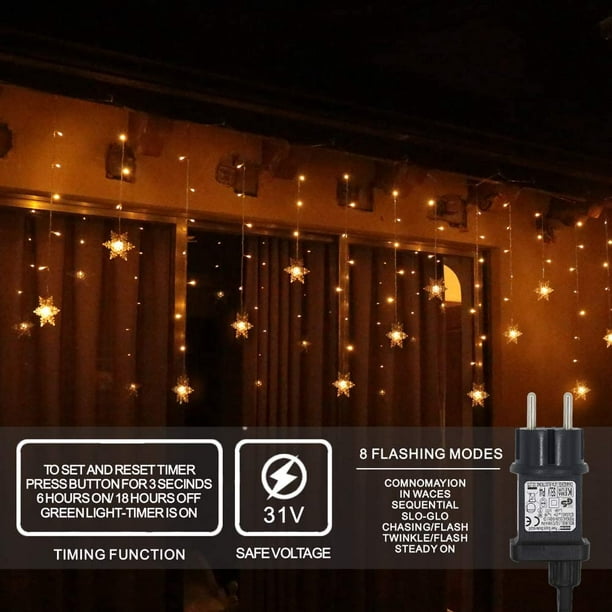 Filet lumineux à LED Guirlande Lumineuses Éclairage de Noël Rideau