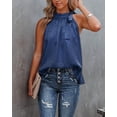 thumbnail image 6 of BTFBM Women Sleeveless Tie Mock Neck Spring Summer Tops Loose Casual Side Bow Satin Halter Tank Top Blouses Shirts Clothes, 6 of 6