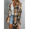 thumbnail image 6 of Asyoly Womens Flannel Plaid Shacket Jacket Long Sleeve Lapel Button Down Color Block Coat Boyfriend Outwear, 6 of 7
