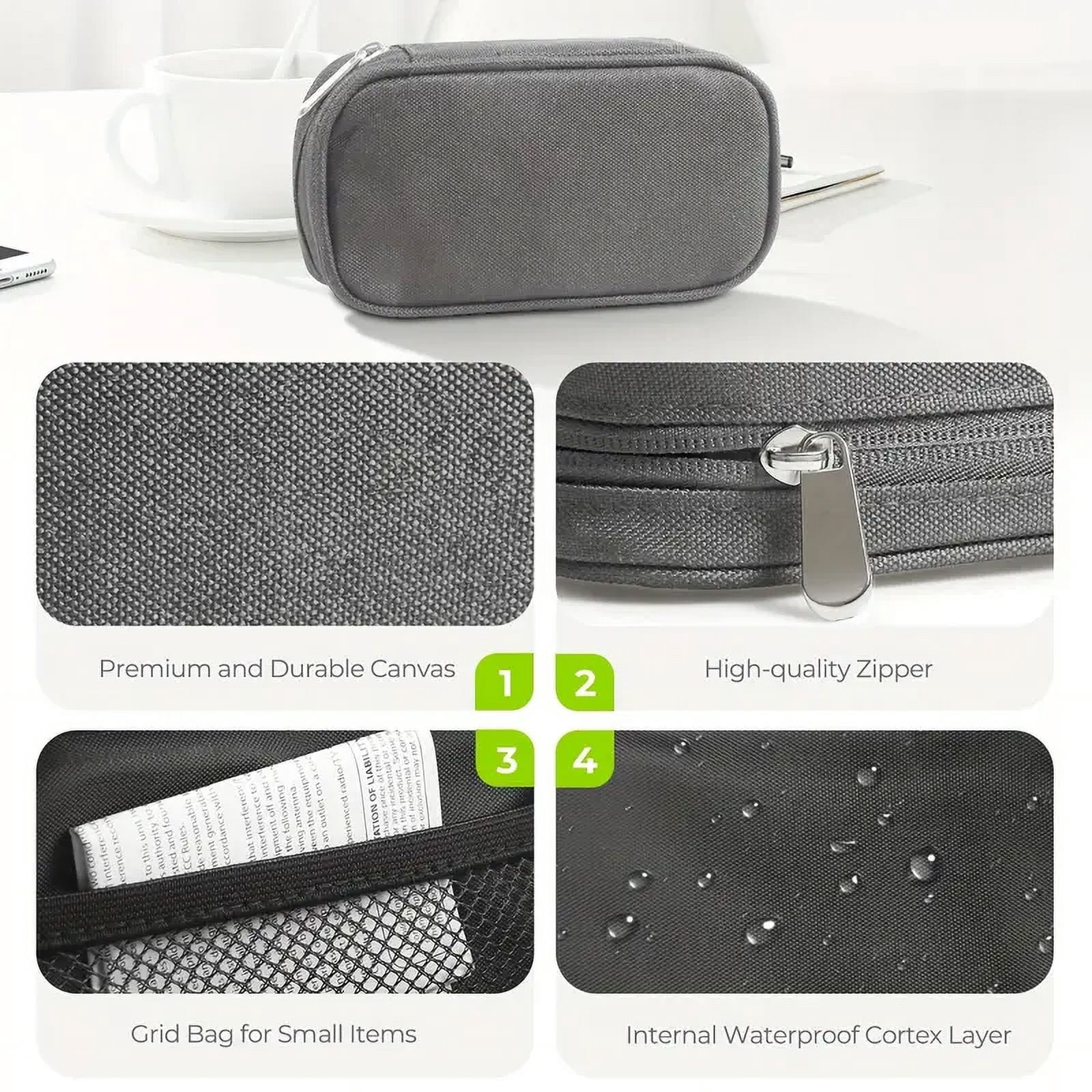 Pill Box Weekly Pill Organizer 2 Times a Day Canvas Bag, Large AM/PM Pill Box 7 Day with Portable Zipper Cloth Bag