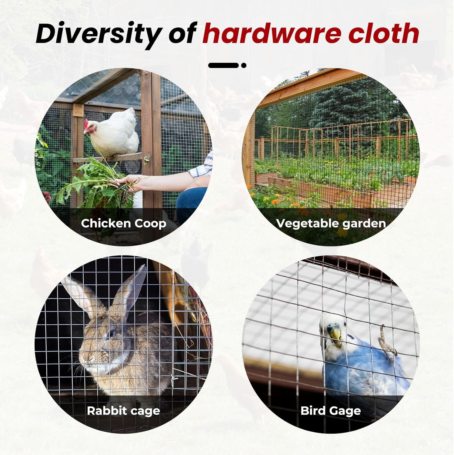 1/4'' 48'' X 100' Hardware Cloth, Chicken Wire Fencing Double Layer Hot Dip Galvanized, Wire Mesh Fence Chicken Rabbit Snake Cage Wire Fence Mesh Roll, for Chicken Coops, Fencing, Garden Protection
