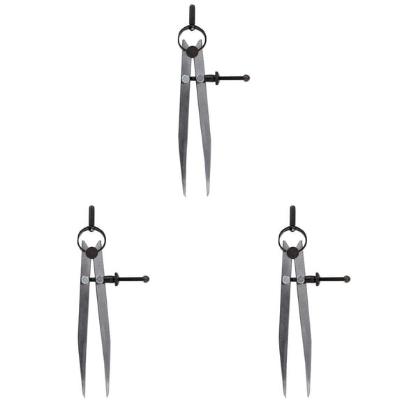 3pcs 6 Inch Adjustable Lockable Steel Divider Wing Leather Compass
