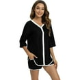 thumbnail image 2 of Women's Pajamas Set 3/4 Sleeve Button Top and Shorts Soft Nightwear 2 Piece Pajama Set Casual Lounge Sets, 2 of 6