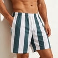 thumbnail image 4 of Mens Swim Shorts 5" Striped Elastic Waist Lightweight Hawaiian Beach Board Short Pants Fathers Gifts, 4 of 4