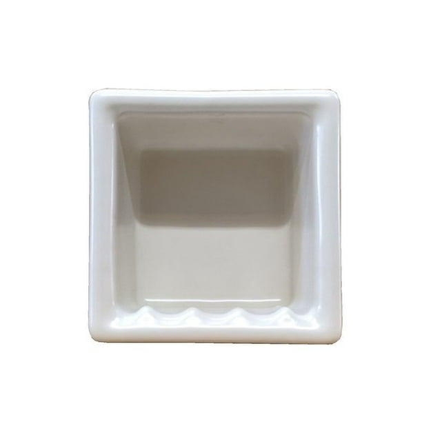Recessed Soap Dish Foot Rest Niche Porcelain Approx 6x6 White Matte For Shower