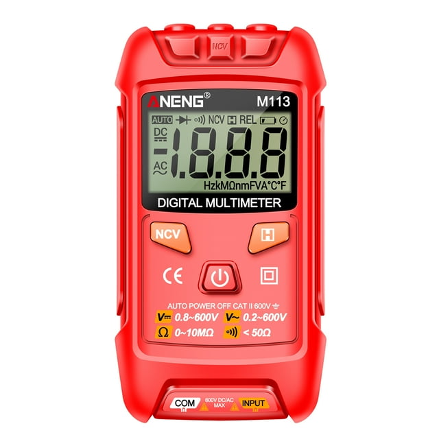 ANENG M113 Testeur de Mini-Multimètre Numérique Compteur de Tension AC / DC Intelligent 1999 Compte Testeur de Résistance de Tension LCD avec NCV Données Tenir Auto Allant pour la Détection de Ligne Marche / Arrêt