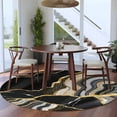 thumbnail image 5 of Black Marble Round Rug 5ft Washable Circle Kitchen Rugs Non Slip Grey Gold Texture Vintage Farmhouse Art Large Area Rug Indoor Floor Carpet for Bedroom Living Room Home Office Dining Room Nursery, 5 of 8