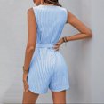 thumbnail image 6 of Bzhegqhd Summer Sleeveless V-Neck Stripe Fashion Buttons Pockets Short Jumpsuit for Women, 6 of 6