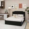 thumbnail image 3 of Queen Size Tufted Upholstered Bed Frame with Crystal Button Accents, Bed Frame with Wingback Headboard and Under-Bed Storage Space, No Box Spring Needed,Black, 3 of 6