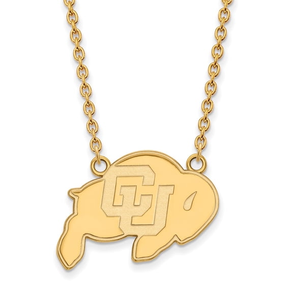 14k Gold LogoArt University of Colorado Buffalo Large Pendant 18 inch Necklace Q4Y012UCO-18
