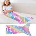thumbnail image 3 of Tnobhg Mermaid Tail Blanket Wear Resistant Friendly to Skin Breathable Luminous Design Plush Flannel Fleece Blanket Toddler Mermaid Toy, 3 of 7