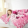 thumbnail image 4 of jejeloiu Pink Kawaii Butterflies Bedding Comforter Set,Leopard Pattern Twin Comforter Sets,Cheetah Print Bedding Set For Girls Kids,Breathable Home Decor Reversible,2-Piece, 4 of 8