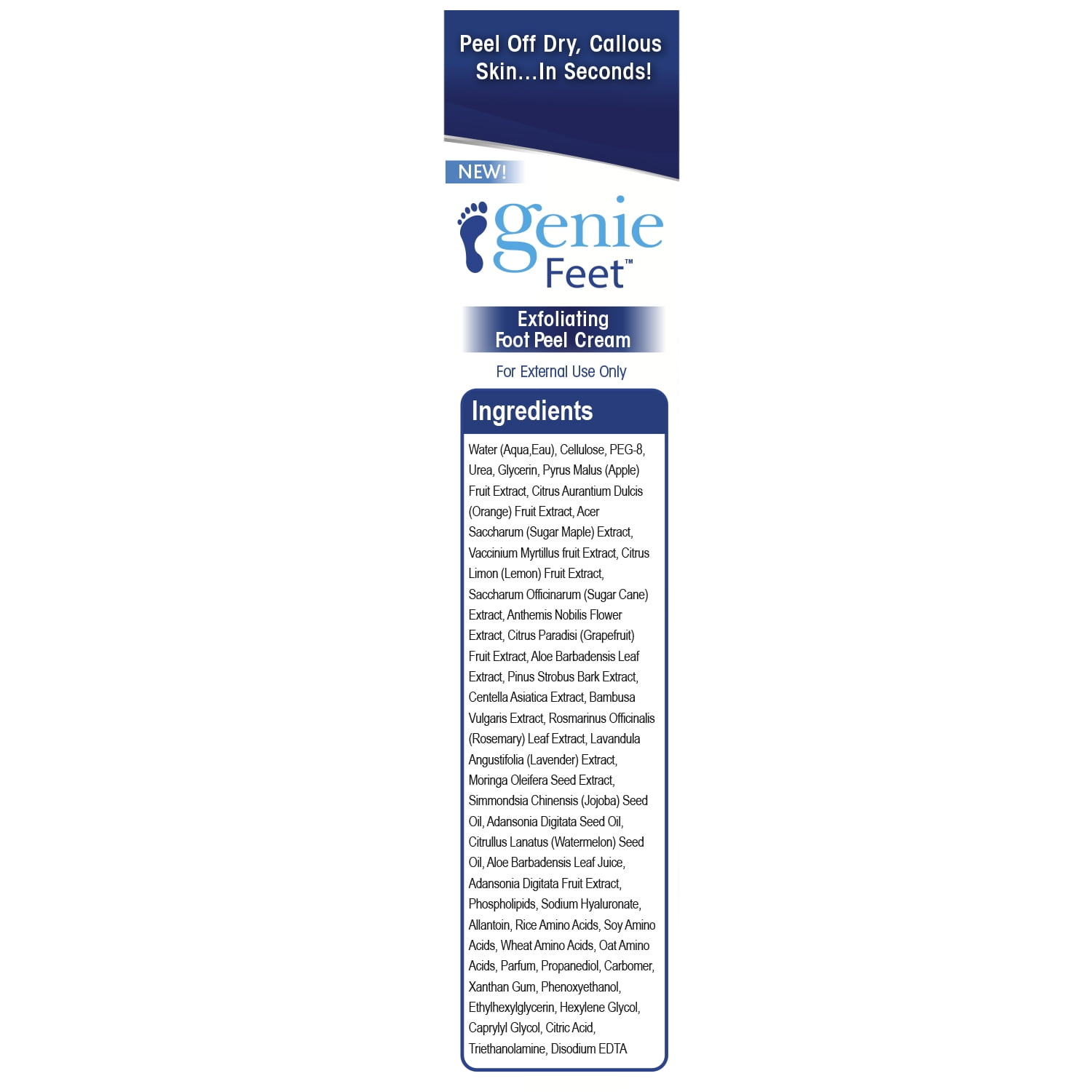Genie Feet Exfoliating Foot Peel Cream for Smooth Beautiful feet, 4 oz.