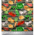 thumbnail image 1 of Soimoi Gray Cotton Duck Fabric Stripe & Mixed Veggies Vegetable Fabric Prints By Yard 58 Inch Wide, 1 of 3