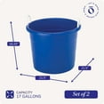 thumbnail image 3 of Open Box Homz 17 Gal Indoor Outdoor Storage Bucket with Rope Handles, Blue(2pk), 3 of 8