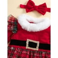 thumbnail image 4 of ZINTAOZT Infant Baby Girl 2Pcs Christmas Outfits Fur Trim Long Sleeve Tulle Dress + Headband Set Velvet Clothes, 4 of 8