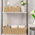 thumbnail image 4 of Scalloped Edge Toilet Paper Storage Basket, Living Room Home Cozy Decor Basket, Paper Rope Small Baskets for Over Toilet Storage Shelf, End Table, Shelves, with 2 Wooden Handles, Beige, 4 of 7