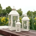 thumbnail image 4 of Set of 3 Decorative Candle Lantern 19''&13"&10" H Vintage Metal Candle Holder with Tempered Glass Perfect for Garden Yard Patio, 4 of 12
