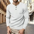 thumbnail image 2 of European Business Men Loose Fit Long Sleeve T-Shirt Solid Color Open Neck Button Down Casual Comfortable Sports Top Men's Lightweight Crewneck Tee Tops, 2 of 8
