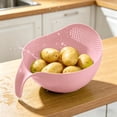 thumbnail image 5 of Colanlan Rice Washer Strainer with Handle (Small Pink), 5 of 5
