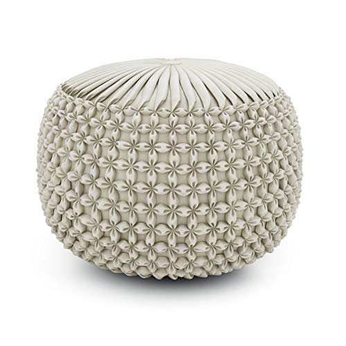 SIMPLIHOME Renee Poufs Ronds, 20 Pouces, Crème