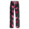 thumbnail image 5 of Iaqnaocc Valentine's Day Pants for Women Baggy Fancy Love Heart Print Pj Bottoms Soft Warm Pajama Pants Fashion Comfy Drawstring Elastic Waist Pjs Sleepwear Watermelon Red M, 5 of 5