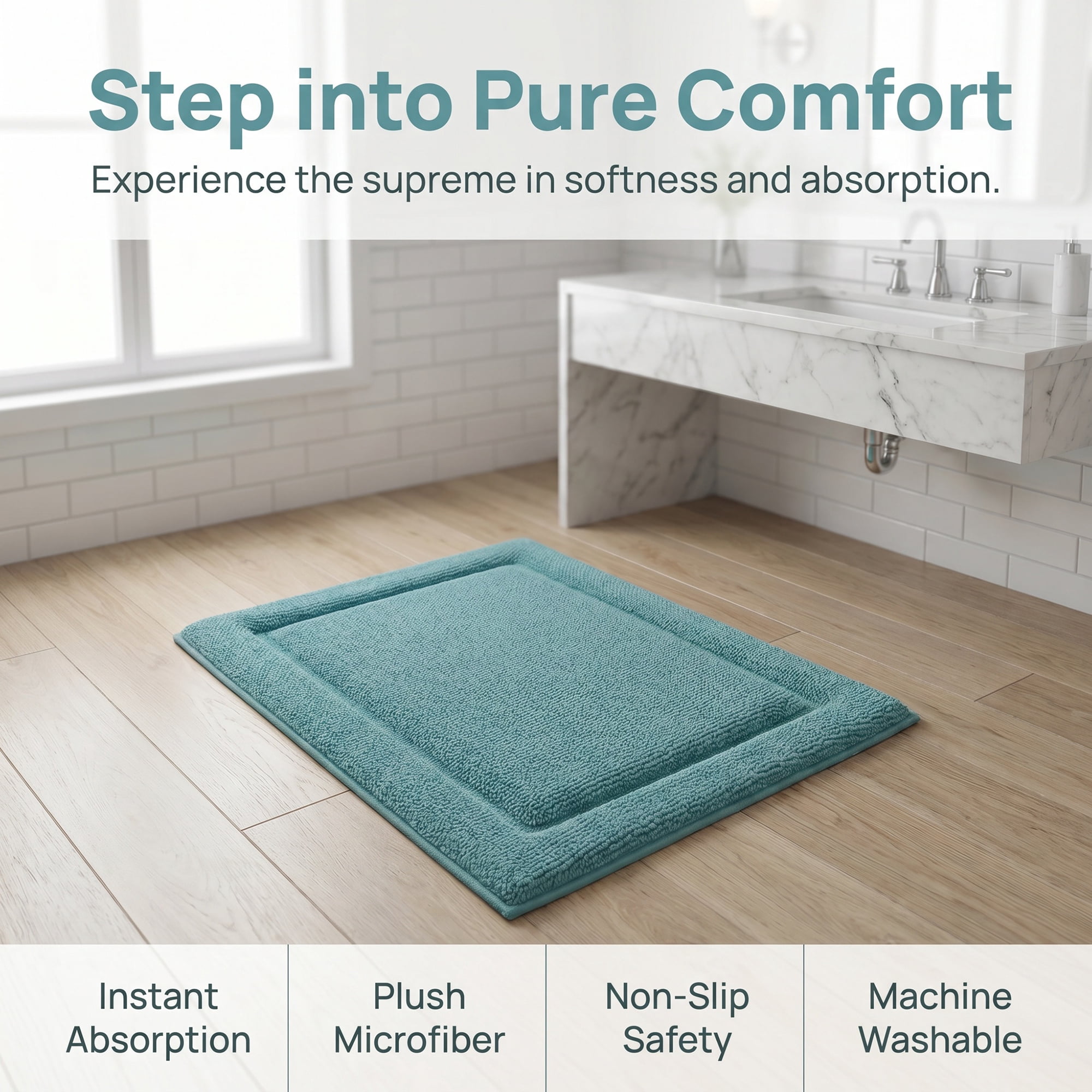 Unique Bargains Ultra Soft Shaggy Bath Mat Super Absorbent Non Slip Mat Green 24" x 17"