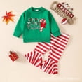 thumbnail image 2 of Gunia Holiday Outfits Sets For Girls Toddler Baby Xmas Candy Crewneck Sweatshirt With Stripe Flare Pants Set Winter Clothes Trendy Outwear, 2 of 3
