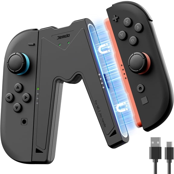 Magnetic JoyCon Charger Grip Compatible with Nintendo Switch 2 Only – Ergonomic LED Charging Grip for JoyCon 2 with USB-C Cable, Travel-Ready