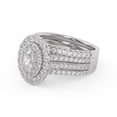 thumbnail image 3 of AFFY 3 Row Double Halo Bridal Set Ring for Women, 2.10 Carat (ctw) Oval Cut Lab Grown Diamond Engagement Wedding Ring In 14K White Gold Over Sterling Silver F-G-H, SI Quality Ring Size-8.5, 3 of 6