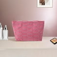 thumbnail image 5 of Unique Bargains 1 Pc Knitted Stripes Makeup Bag Rose Red Pink Polyester, 5 of 5
