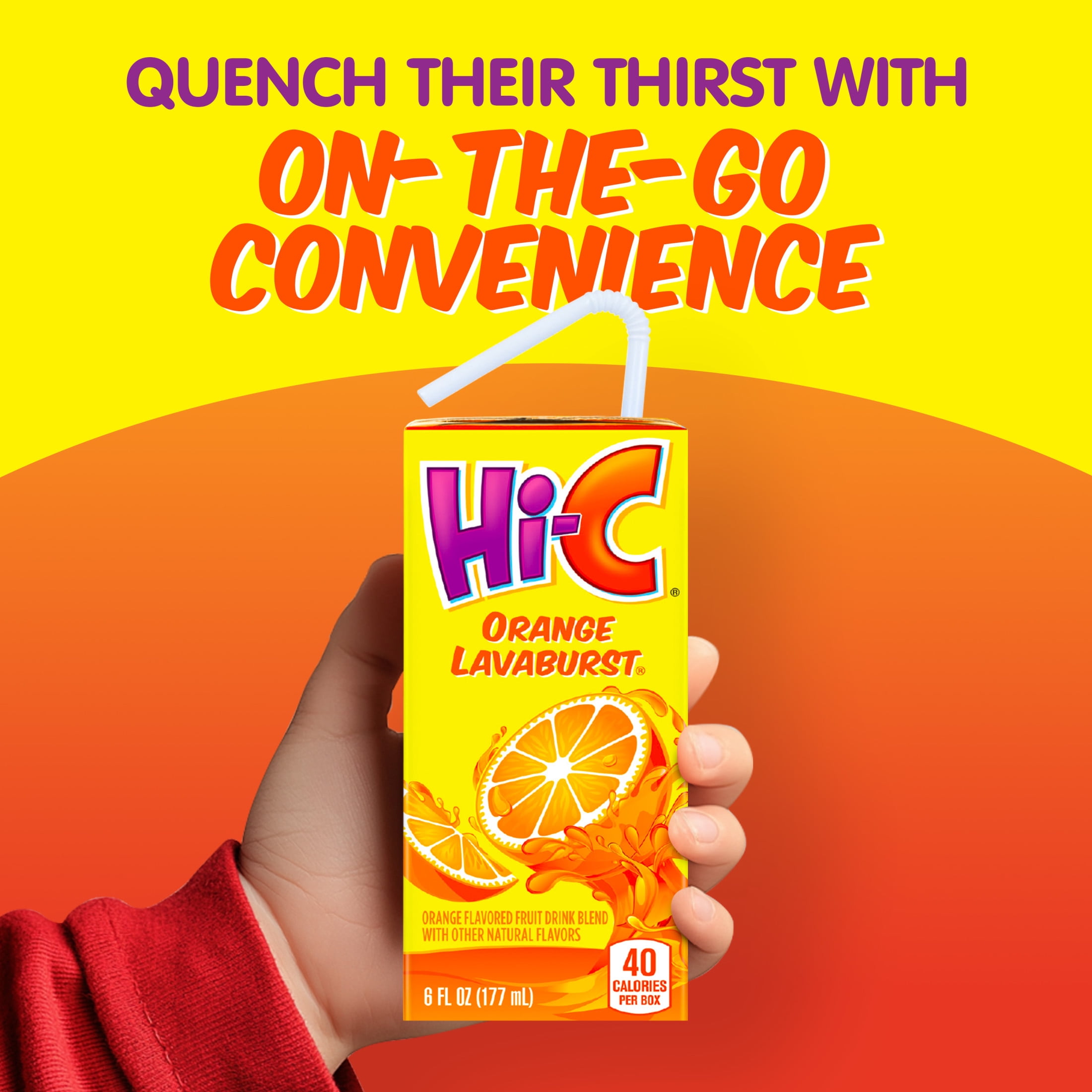(5 pack) Hi-C Orange Lavaburst Juice Drink Cartons, 6 fl oz, 8 Pack