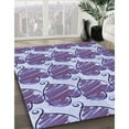 thumbnail image 3 of Ahgly Company Machine Washable Indoor Round Transitional Blue Angel Blue Area Rugs, 5' Round, 3 of 7