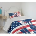 thumbnail image 4 of Ambesonne United States Quilted Bedspread Set 2 Pcs, Grungy Flag and Eagle, Twin Size, Navy White Red, 4 of 6