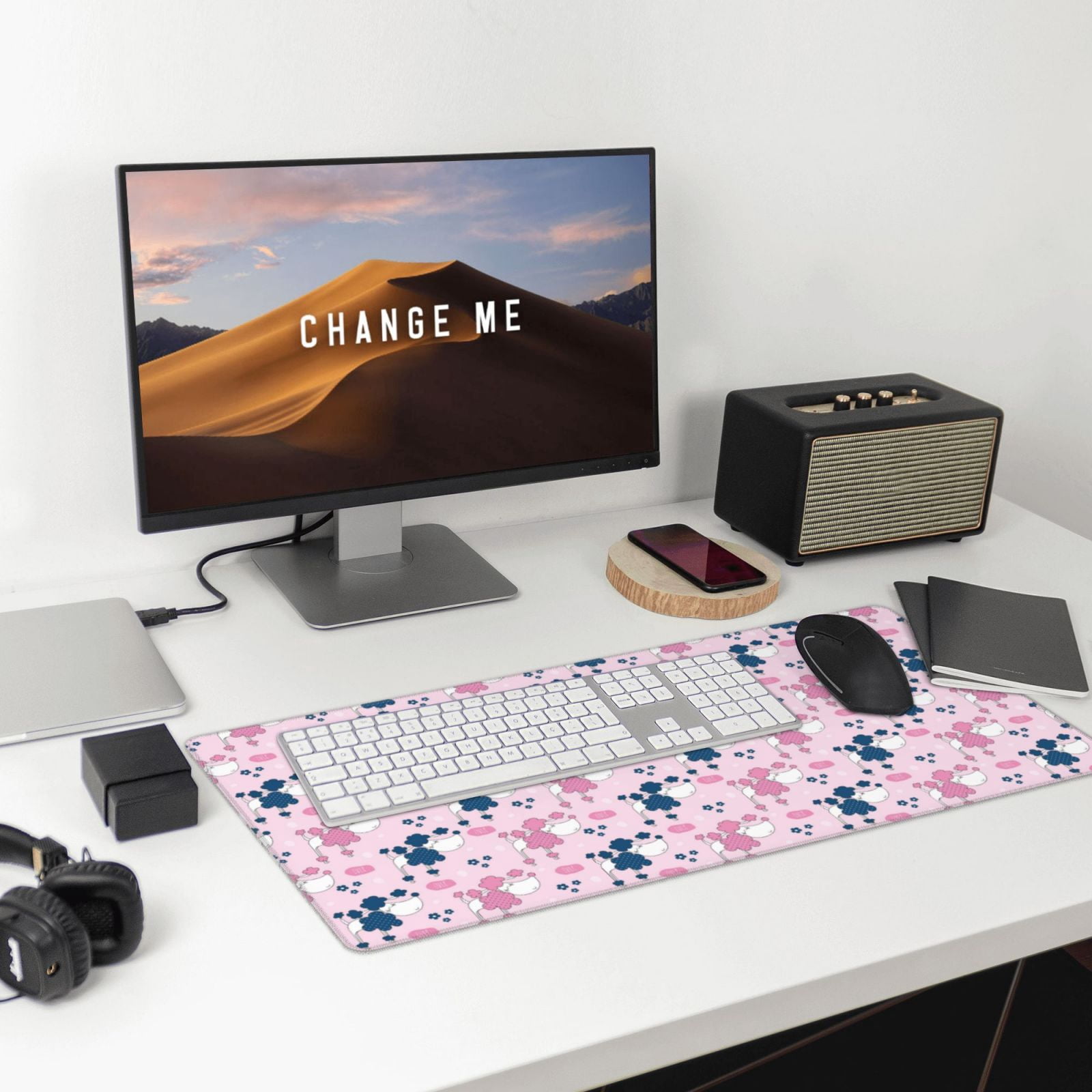 Kdxio Cartoon Poodle Dog Print Large Gaming Mouse Pad,Non-Slip Base,Water Resist Keyboard Pad for Gamer,Office & Home,29.5 x 15.8 in