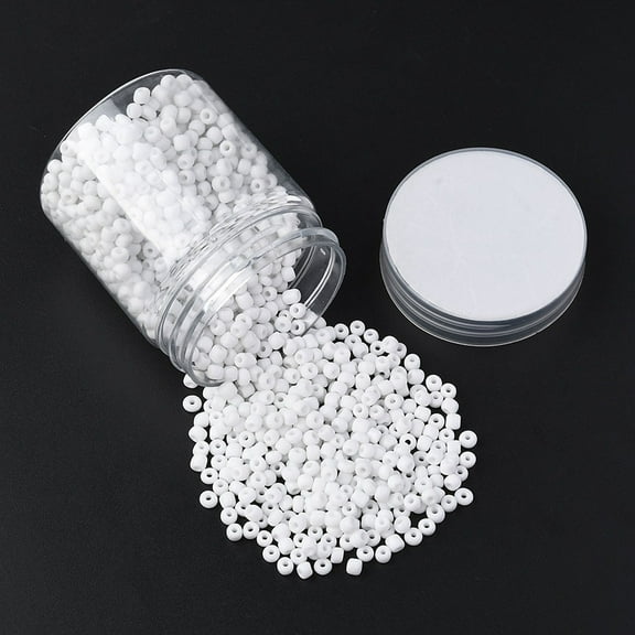 1300pcs 6/0 Glass Seed Beads Opaque Colours Seed Round Small Craft Beads for DIY Jewelry Making White 4mm Hole:1.5mm