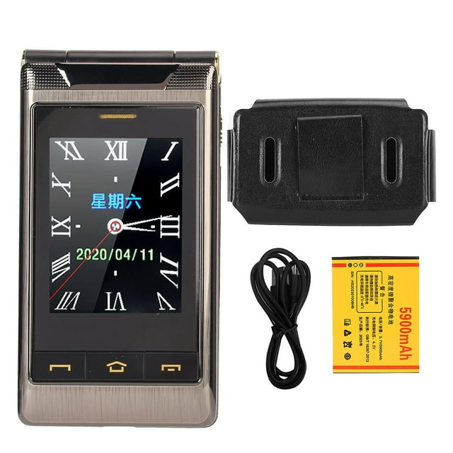 3 inch flip phone for seniors, large keys, fonts, dual HD screen, dual card, high volume, 5900 mAh battery, anti-tarnish