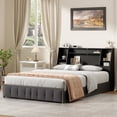 thumbnail image 6 of Someet Queen Headboard with Storage, Bookcase Headboards with 2 USB & 2 Type-C Port & Power Outlets & LED Light, Durable and Sturdy, Black, 6 of 11