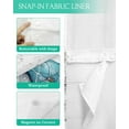 thumbnail image 3 of No Hook Shower Curtains with Snap in Liner, Summer Sea Turtle Blue Fabric Shower Curtain, Coastal Ocean Seaweed Wood Grain Double Layers & See-Through Top Window Bathroom Curtains 72''x96'', 3 of 6