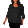 thumbnail image 1 of Tommy Hilfiger - Camiseta básica de algodón para mujer, color negro, 1X, 1 of 1