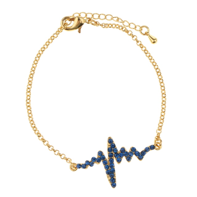 de de del de de imitación Brazalete de cadena de eslabones ajustables Moda Cadena de oro Cristal azul