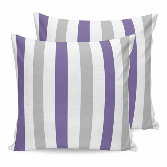 Pillow Covers 20x20 Set of 2, Purple Grey Striped Square Throw Pillow Covers for Couch/Sofa/Living Room, Minimalist Farmhouse Stripe Decorative Soft Pillowcases for Couch Throw Pillows