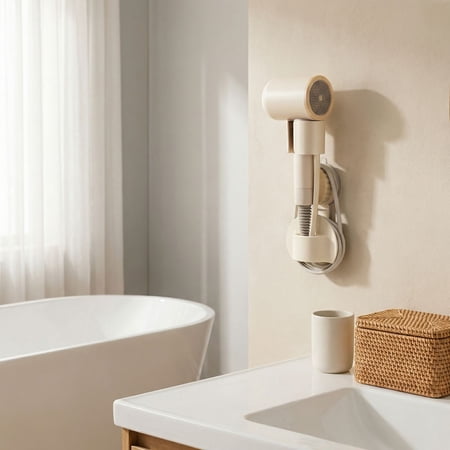 1-Pack Hair Dryer Rack – Strong Heavy-Duty Suction Cup Wall-Mounted No Drilling Required Easy Installation Waterproof Space-Saving – For Home Bathroom Shower Area Vanity