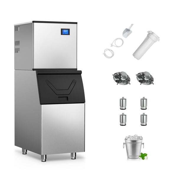 TITTLA 420Lbs/24H Commercial Ice Maker Machine,300 Lbs Storage,156 Ice Cubes in 12-15 Mins,Stainless Steel Ice Maker for Restaurant Bar Cafe Commercial Use