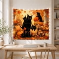 thumbnail image 5 of Black Cats Among Pumpkins and Maple Leaves Against Wooden Fence, Cozy Rustic for Cat Lovers, Harvest Wall Decor, Thanksgiving Gift Tapestry Wall Hanging for Living Room and Bedroom, 5 of 7