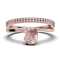 thumbnail image 1 of Gorgeous Minimalist 2.15 Carat Pear Cut Classic Morganite And Diamond Moissanite Engagement Ring, Wedding Ring, Two Matching Band in 925 Sterling Silver With 18k Rose Gold Plating, Gift For Her, 1 of 4
