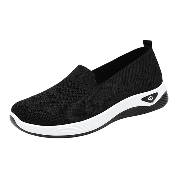 YOUYEDIAN Woven Orthopedic Shoes for Women Breathable Soft Shoes Arch Support, Foam Shoes Walking Anti-Skid Sports Shoes (Black, 6.5 Wide（EU-37）)