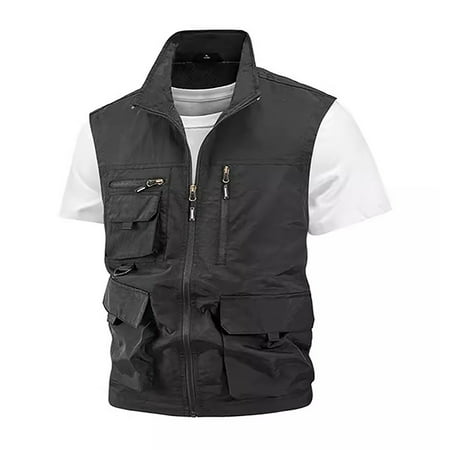 JXMVOJ Men’s Fishing Vest Summer Outdoor Work Safari Travel Photo Vest with Multi Pockets